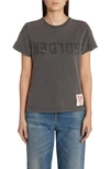 Golden Goose Distressed Crewneck Logo T-shirt In Anthracite