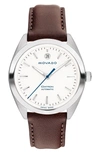 MOVADO HERITAGE DATRON LEATHER STRAP WATCH, 40MM