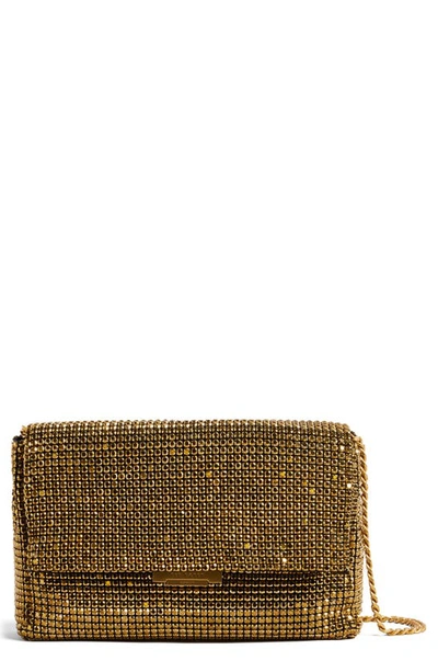 Ted Baker Gliters Crystal-embellished Woven Cross-body Bag In Gold