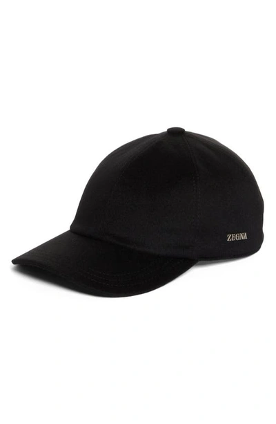 Zegna Logo-embellished Cashmere-felt Baseball Cap In Black