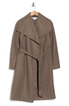 Noize Lena Belted Wrap Coat In Leafless Tree
