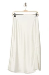 Renee C Satin Slit Midi Skirt In Ivory