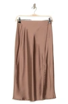 Renee C Satin Slit Midi Skirt In Dune