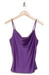 Renee C Satin Cowl Neck Camisole In Dark Purple