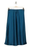 Renee C Solid Satin Midi Skirt In Teal