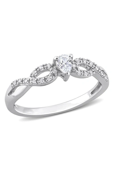 Delmar Sterling Silver Diamond Heart Shape Ring