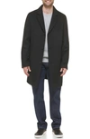 Cole Haan Classic Wool Blend Plush Notched Collar Coat In Black