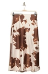 Renee C Cow Print Midi Skirt In Brown