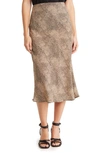 Renee C Ditsy Leopard Print Midi Skirt In Taupe