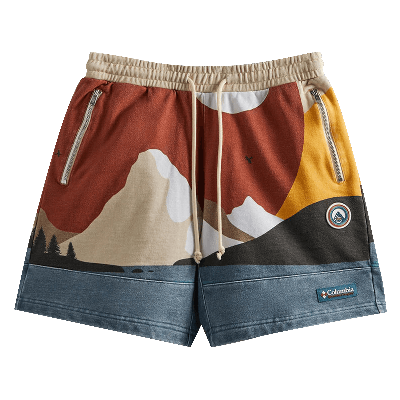 Kith For Columbia Fleece Short 'sanguine' In Multi-color