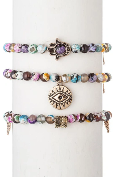 Eye Candy Los Angeles Nora Agate 3-piece Bracelet Set In Multi