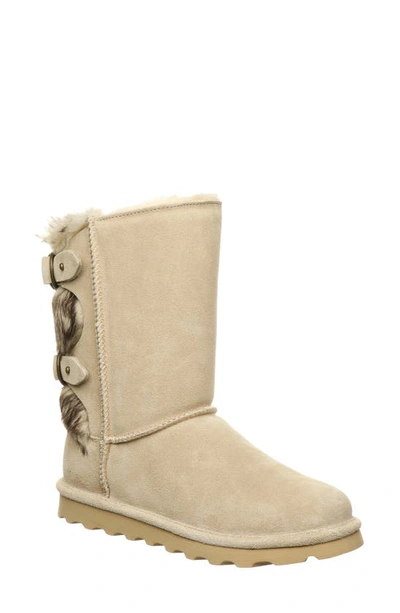 Bearpaw Eloise Faux Fur Buckled Strap Boot In Oat
