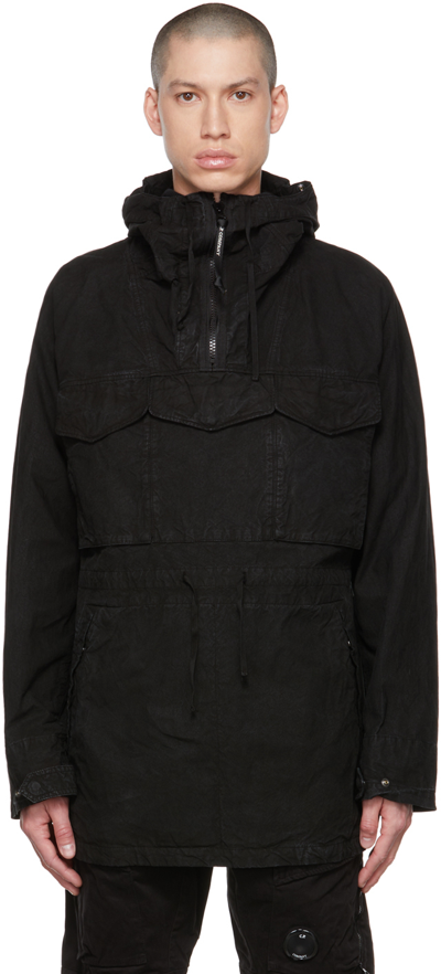C.p. Company Black Ba-tic Goggle Anorak Coat In 999 Black