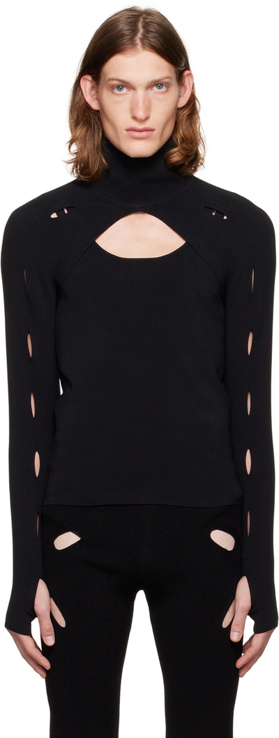 Dion Lee Ssense Exclusive Black Slash Woven Turtleneck