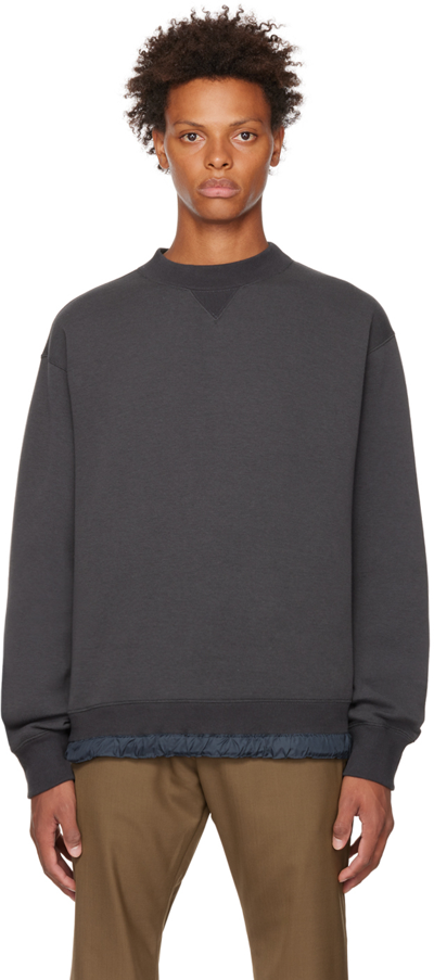 Sacai Drawstring-hem Cotton-blend Sweatshirt In Grey