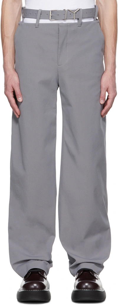Y/project Gray Y Belt Trousers In Grey