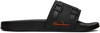 Santoni Men's Edison Rubber Double Buckle Style Slides In Black-n01