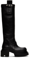 Rick Owens Black Porterville Knee Pull On Bogun Tall Boots In 09 Black