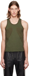 DION LEE KHAKI RIB SHIFT TANK TOP