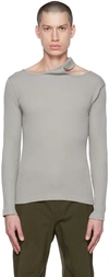 Y/PROJECT grey DOUBLE COLLAR LONG SLEEVE T-SHIRT