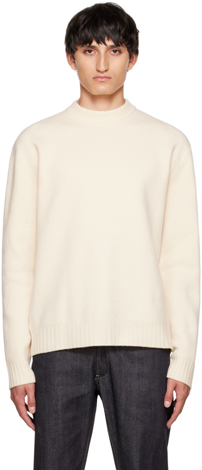 Jil Sander Ivory-colored Wool And Mohair Sweater In Powder