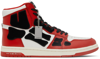 Amiri Skel-top Colour-block Leather And Suede High-top Sneakers In Red,white,black