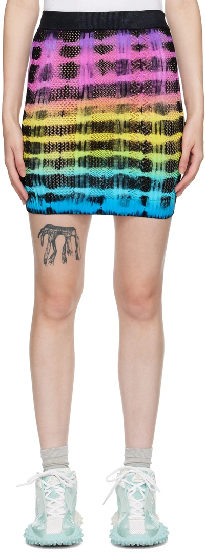 Agr Tie-dye Pointelle-knit Mini Skirt In Multicolour