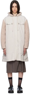 YVES SALOMON BEIGE PANELED REVERSIBLE COAT