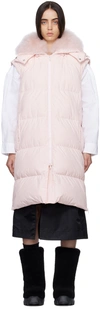YVES SALOMON PINK QUILTED SHEARLING DOWN VEST