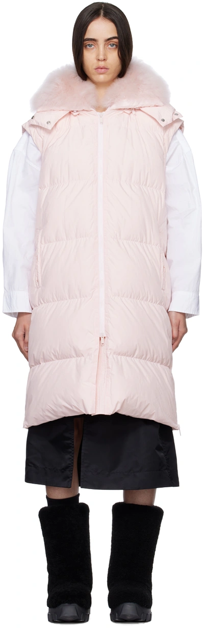 Yves Salomon Pink Quilted Shearling Down Vest In A5089 Rosewater