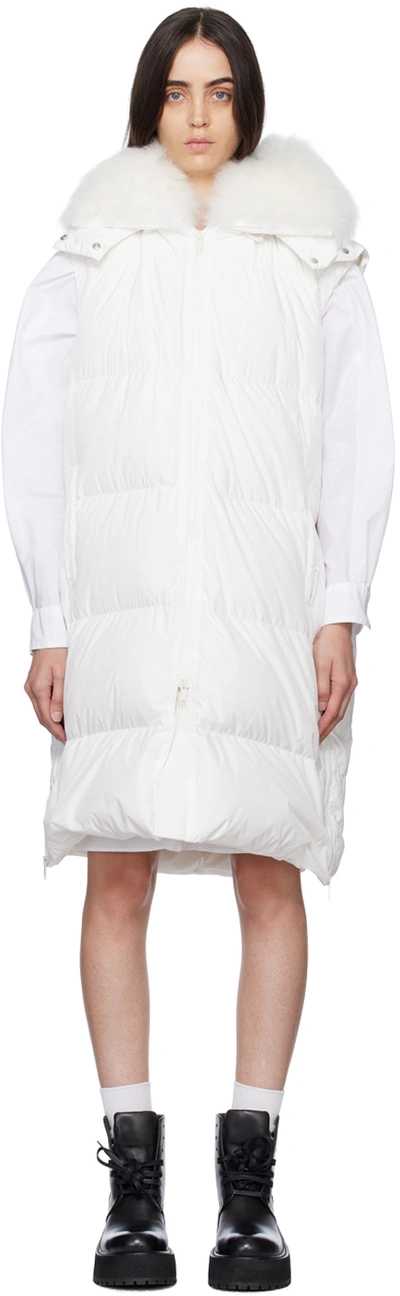 Yves Salomon White Quilted Shearling Down Vest In A1044 Pure