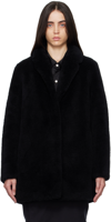 YVES SALOMON BLACK NOTCHED LAPEL COAT