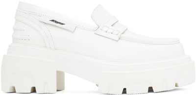 Msgm White Platform Loafers In 01 White