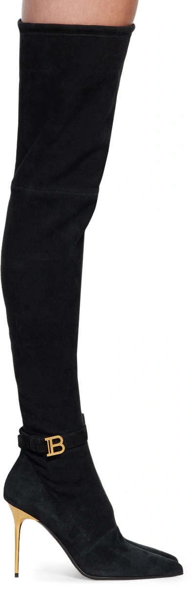 Balmain 110mm Robin Over-the-knee Boots In Black