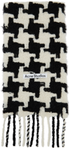 Acne Studios Fringed Houndstooth Alpaca-blend Scarf In Al4 White Black