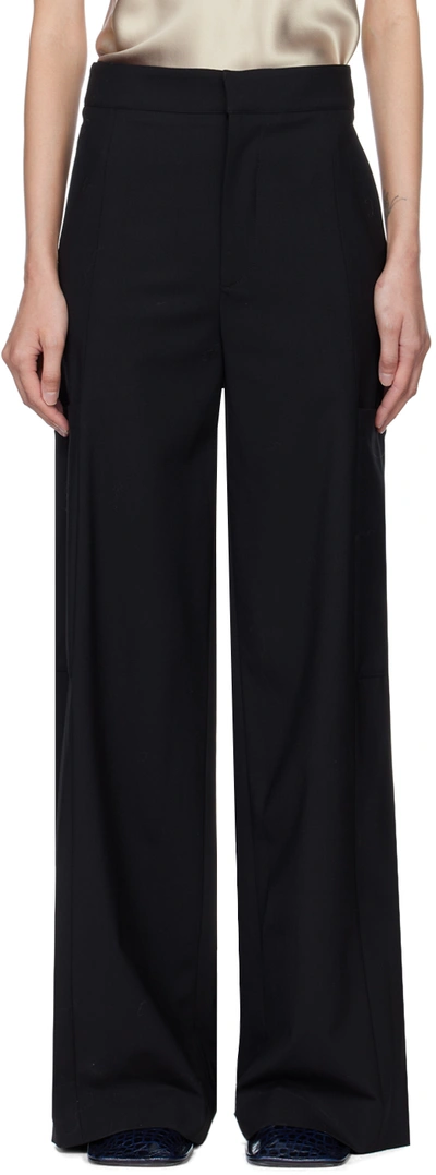 Gauchère Black Wide-leg Cargo Trousers In Anthracite Stripes