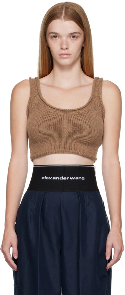 Alexander Wang Brown Cropped Camisole In 219 Campfire