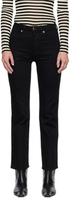 Khaite Black High Rise Danielle Stovepipe Jeans