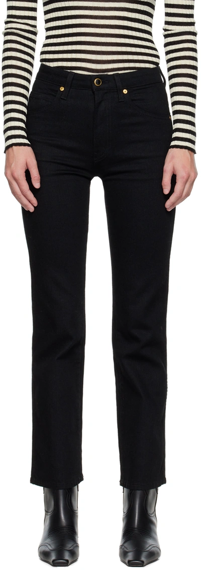 Khaite Wendell Cropped Wide Leg Jeans In Black