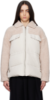 YVES SALOMON BEIGE & PINK PANELED JACKET