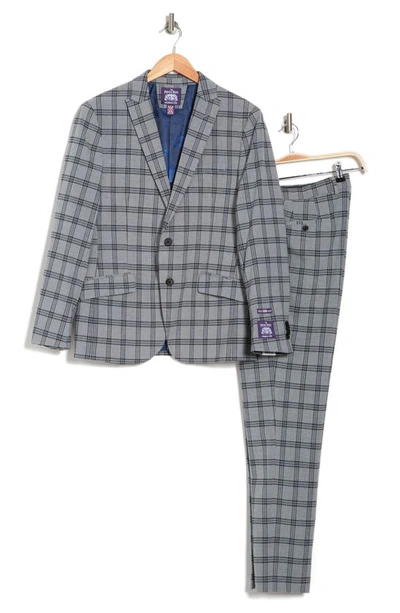 Savile Row Co Grey Plaid Two Button Peak Lapel Suit