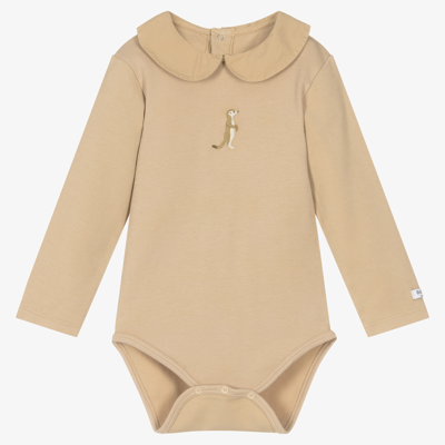 Donsje Babies' Beige Organic Cotton Bodysuit