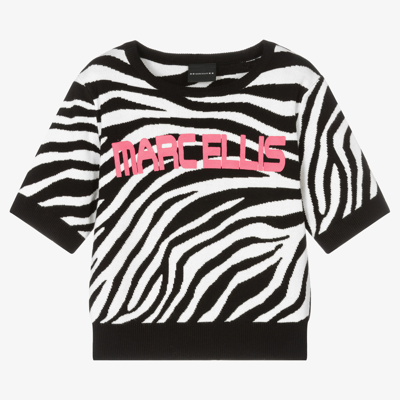 Marc Ellis Kids' Girls Black Zebra Knit T-shirt