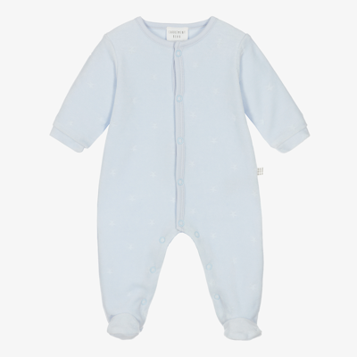 Carrèment Beau Boys Blue Velour Babygrow