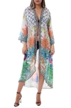 Ranee's Mixed Print Chiffon Duster In Green