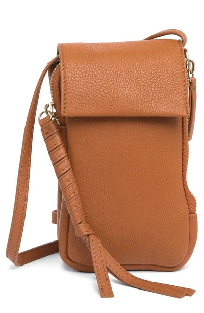 Vince Camuto Cory Leather Phone Crossbody Bag In Brandy