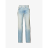 Amiri Mixed-media Straight-leg Ankle Jeans In Vintage Indigo   Black