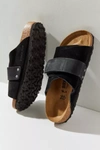 Birkenstock Kyoto Suede And Nubuck Leather Slides In Black