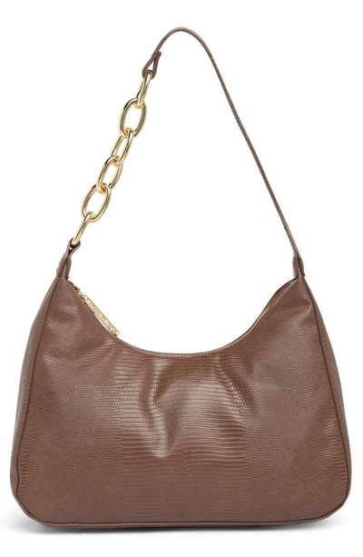 House Of Want Newbie Vegan Leather Shoulder Bag In Brown Lizard