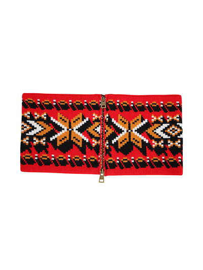 Etro Jacquard Knitted Belt In Red